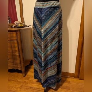 John Paul Chevron Blue Mix Liked Maxi Skirt
